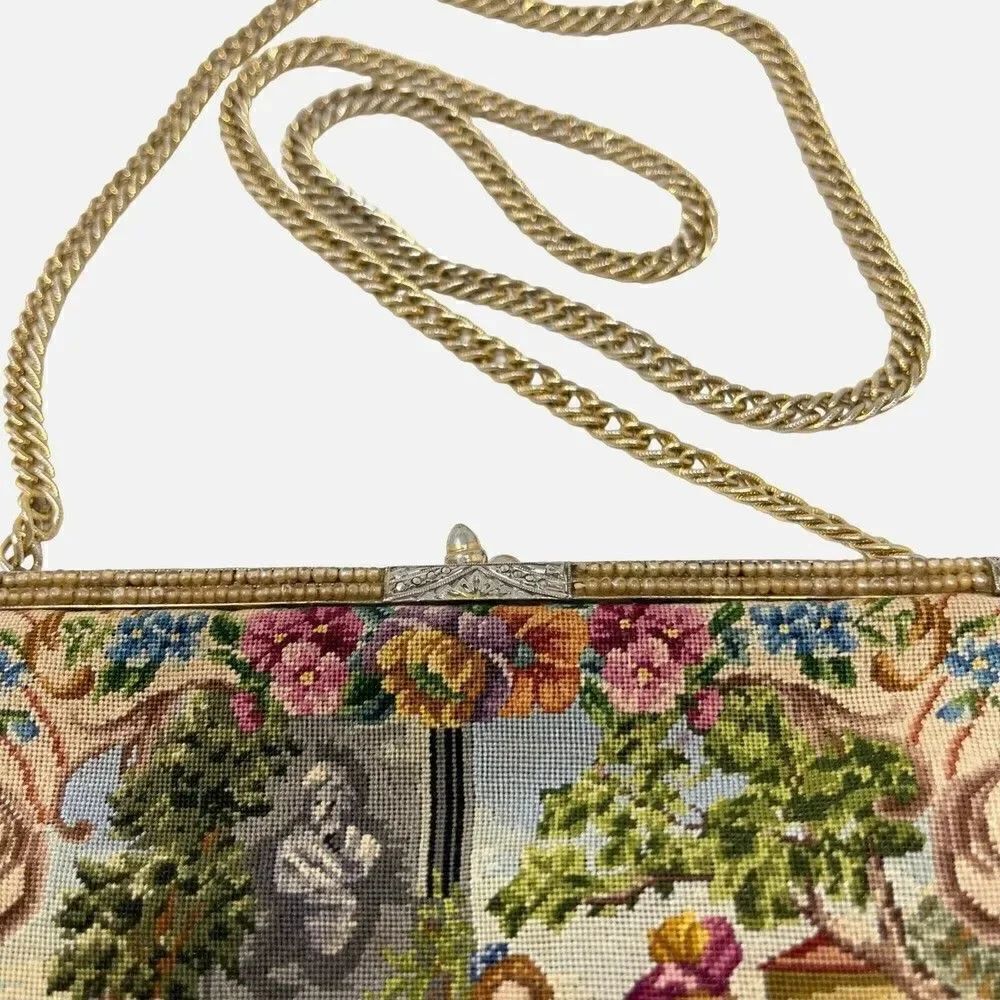 Walborg vintage purse Petit point handmade tapestry style small 1920s BoxU - Picture 2 of 6